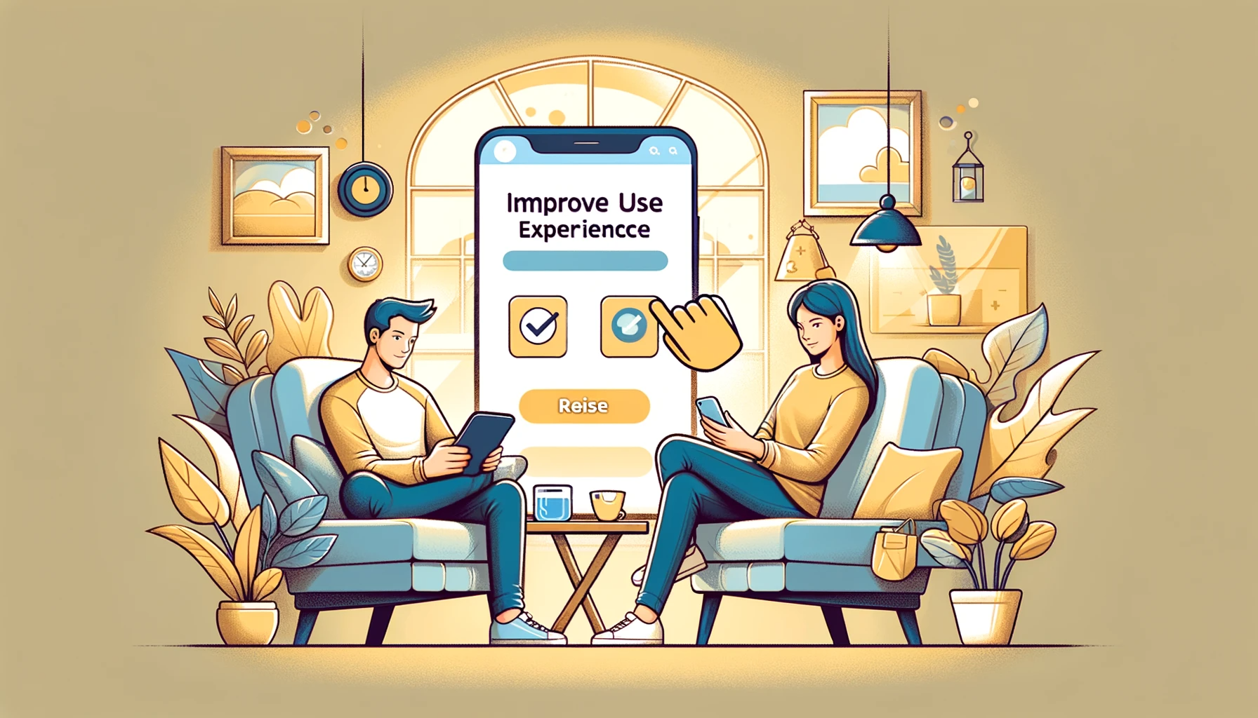 Illustration demonstrating users improving user experience
